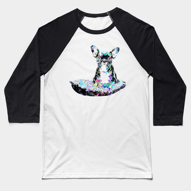 Colorful french bulldog puppy Baseball T-Shirt by bestcoolshirts